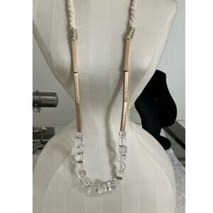 Chani Clear Glass Gold Bar and Rope Long Necklace